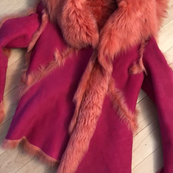Pink Toscana Shearling Fur Jacket Size Small - Picture 11 of 14